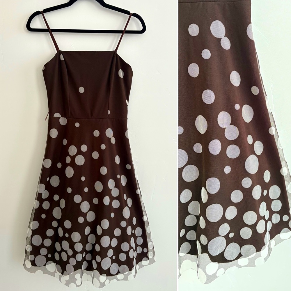 Brown Dress with White Polka Dots